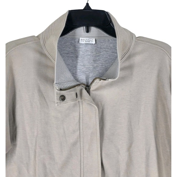 Brunello Cucinelli Jacket Blazer Women M Beige Cream Roll Up Sleeves Zip Italy - Picture 8 of 16